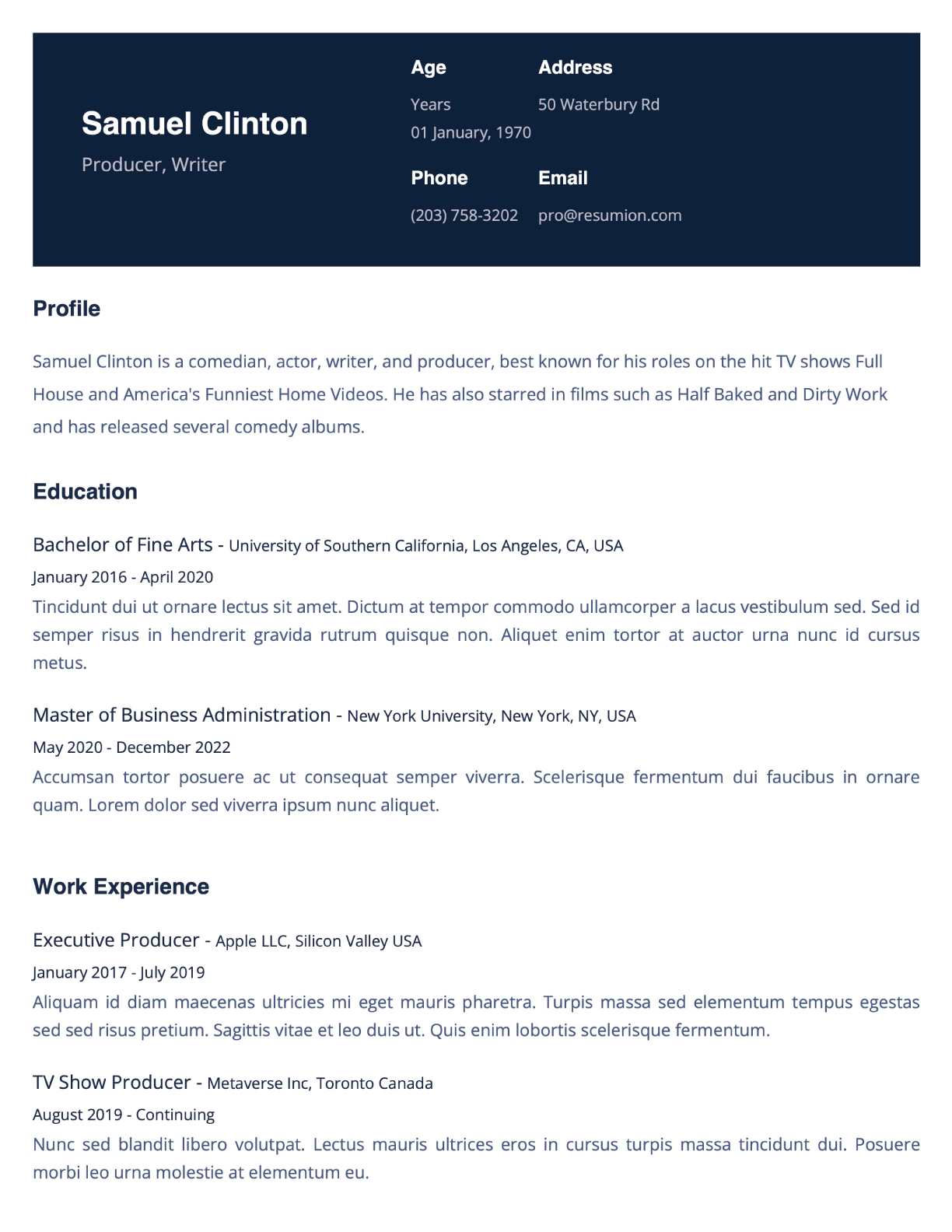 Free Online Resume Builder Resumion - London Park Rt